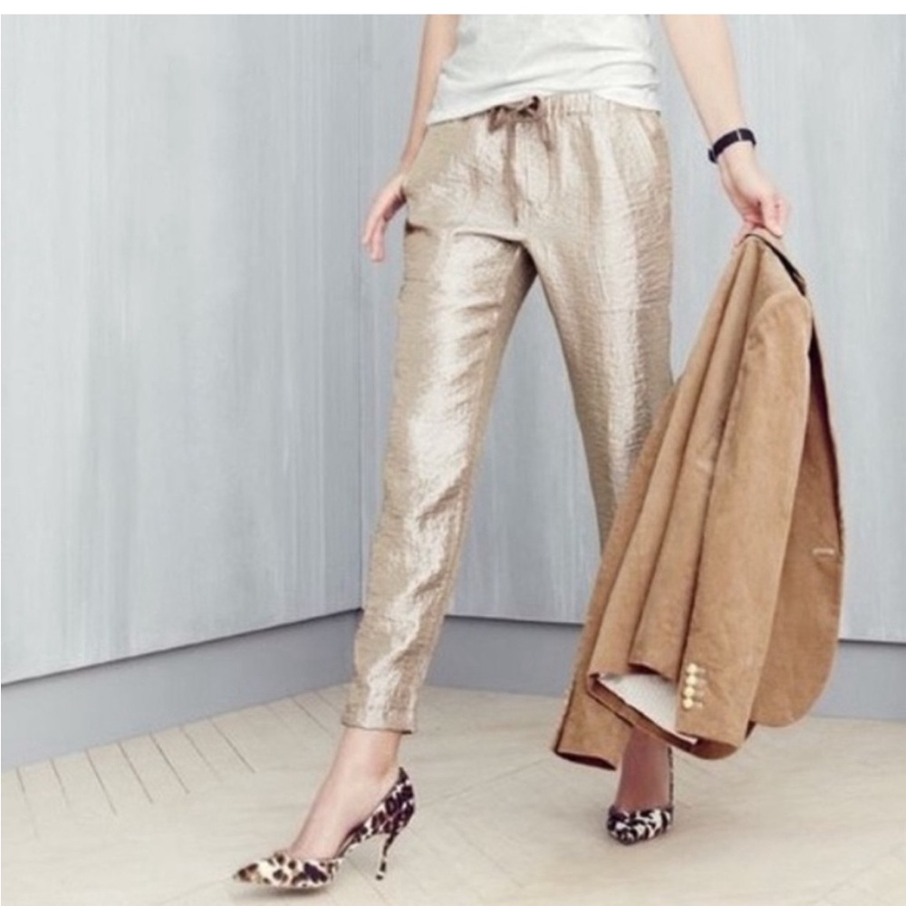 J.Crew Washed Lamé Pull On Pant Sz 2